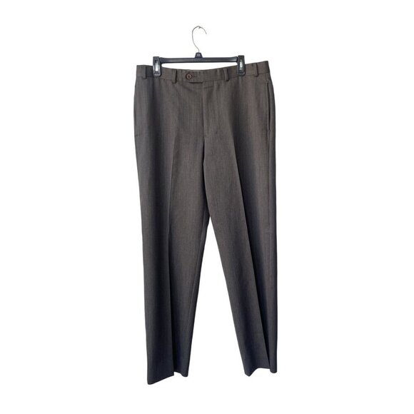 Brooks Brothers 346 Mens Dress Pants 35x32 Wool Madison Fit Pleated Brown - Picture 1 of 9